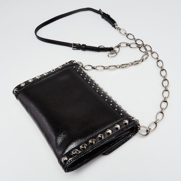 Prada Black Vernice Leather Studded Crossbody Bag - Picture 3 of 12